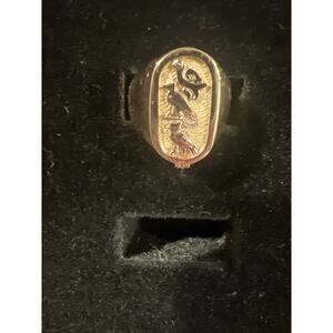 18k Yellow Gold Egyptian cartouche ring Size 9.5 8.1 Grams